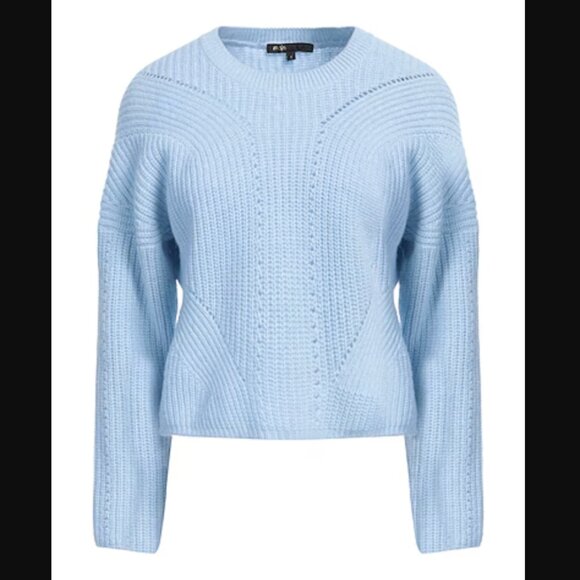 Maje Wool Blend Blue Crop Sweater Size FR 1 (Small) - Picture 1 of 15